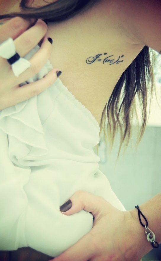 Beautiful woman math tattoos