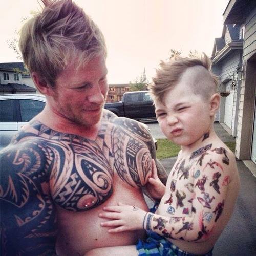 Boy and father tattoos