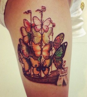 Butterflies ship tattoo