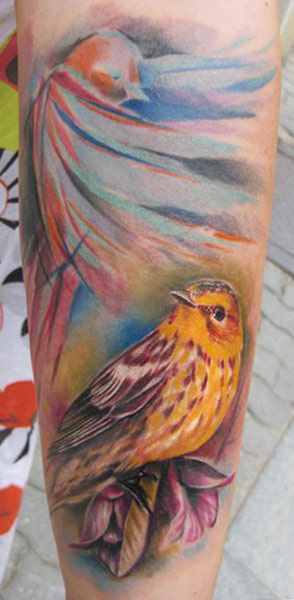 Colorful bird Ondrash Tattoo