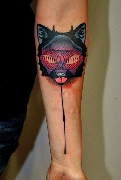 Colorful cat tattoo