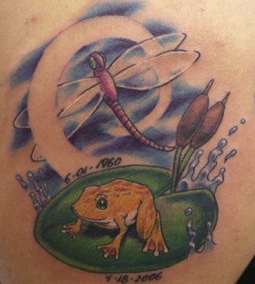 Colorful frog tattoo