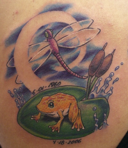 Colorful frog tattoo