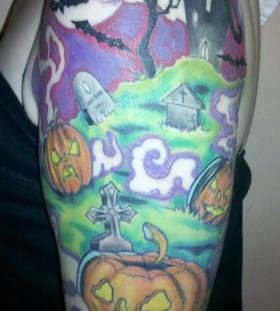 Colorful halloween tatoo