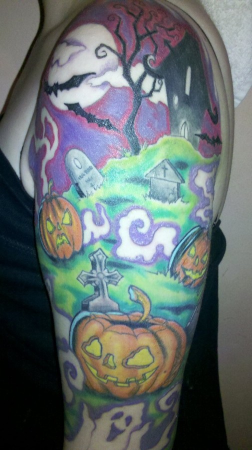 Colorful halloween tatoo