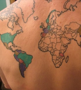 Colorful map tattoo