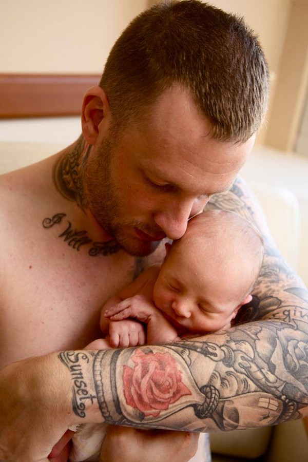 Cute baby and men tattoo