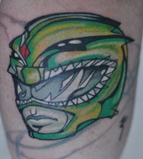 Cute green helmet tattoo