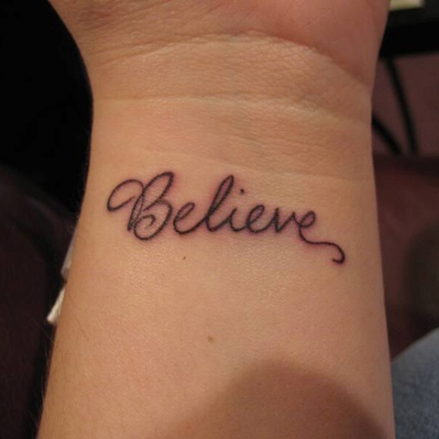 Cute wrist believe tattoo