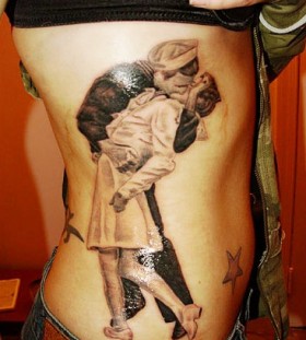 Dancing couple retro style tattoo