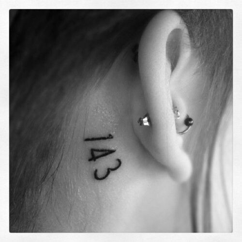 Ear and numbers math tattoos