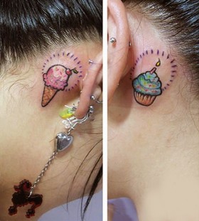 Ear ice cream tattoo