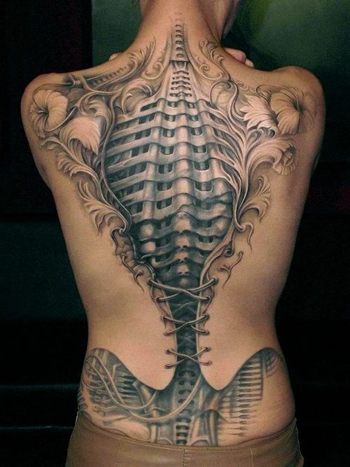 Full back corset tattoo