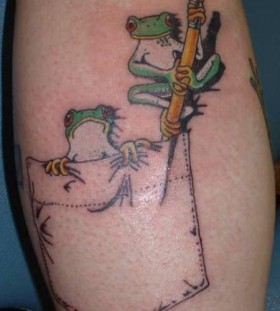 Funny frog tattoo