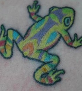 Green frog tattoo