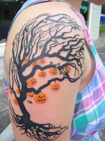 Halloween tree tattoo