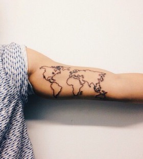 Hand map tattoo