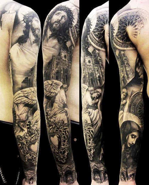 Hands architecture tattoos