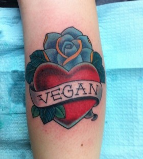 Heart and vegan tattoo