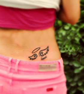 Hip wings tattoo