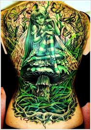 Impressive green tattoo on the back