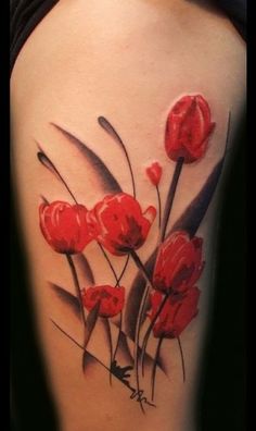 Impressive tulips tattoo