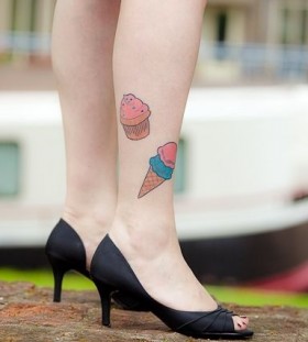 Leg ice cream tattoo