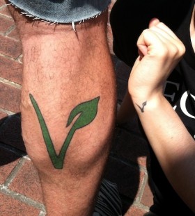 Leg vegan tattoo