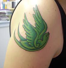 Little green bird tattoo