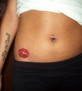 Little red lips tattoo