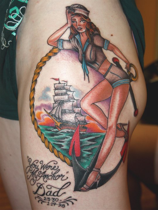 Lovely woman tattoo by Mike Schweigert