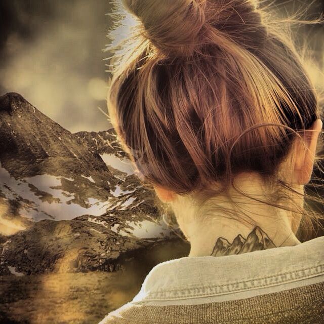 Neck mountains tattoo