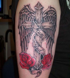 Nice black cross with red roses