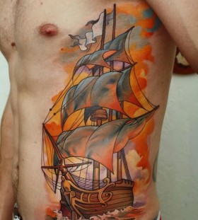 Orange ship tattoo