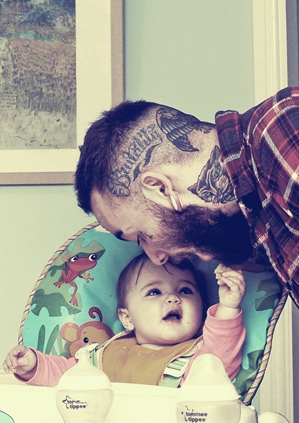 Pretty father and daughter tattoo