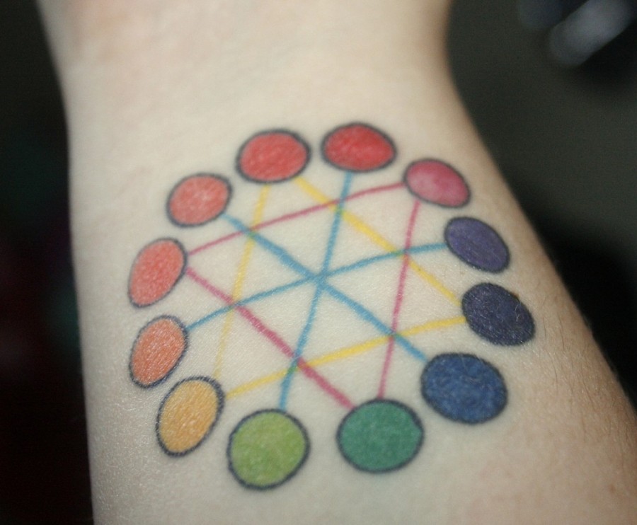 Rainbow colors vintage style tattoos