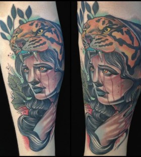 Sad woman tattoo by Art Junkies