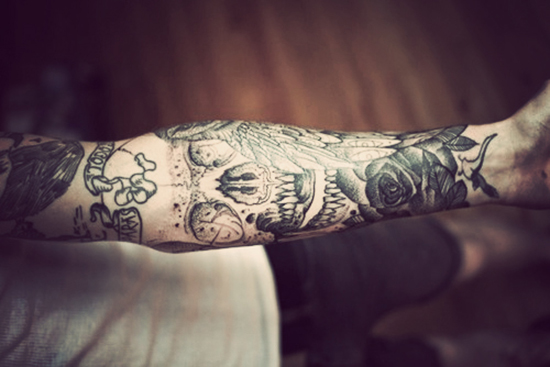 Scary human body tattoo