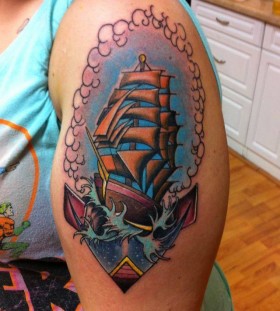 Ship tattoo by Art Junkies