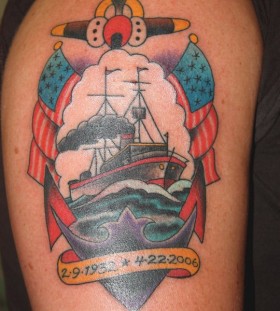 Ships tattoo by Mike Schweigert