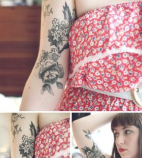 Simple woman vintage style tattoos