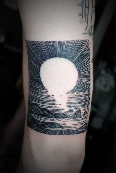 Sunset tattoo by Lisa Orth