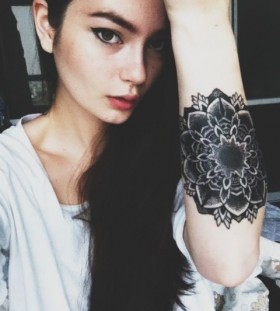 Woman black tattoo