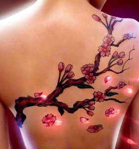 lighting cherry tattos on back