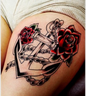 red roses with anchor
