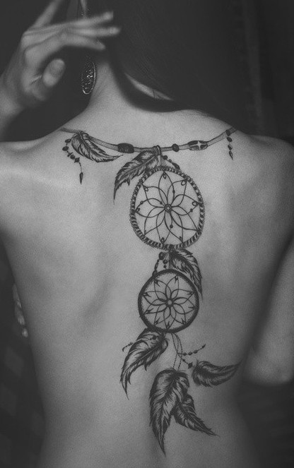 Adorable back girl tattoo