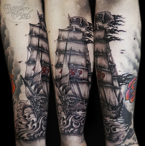 Amazing black ships tattoo