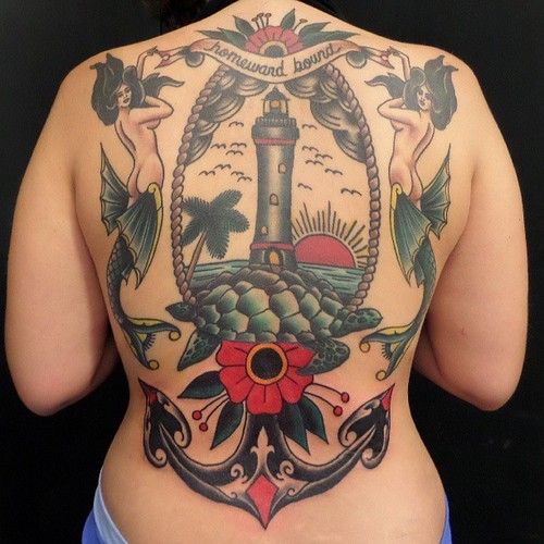 Awesome back tattoo by Dustin Barnhart