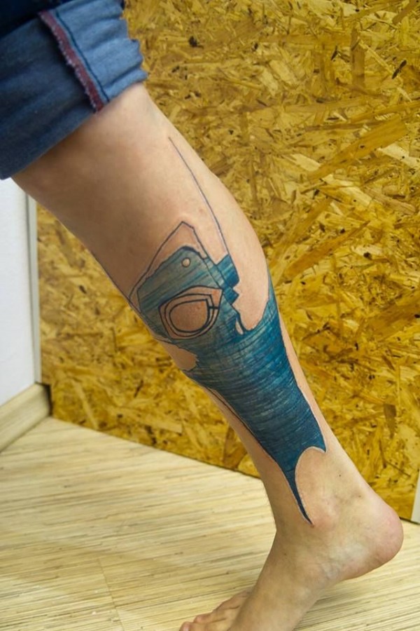 Awesome blue tattoo by Grisha Maslov