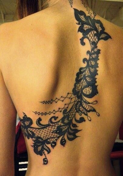 Back black lace tattoo